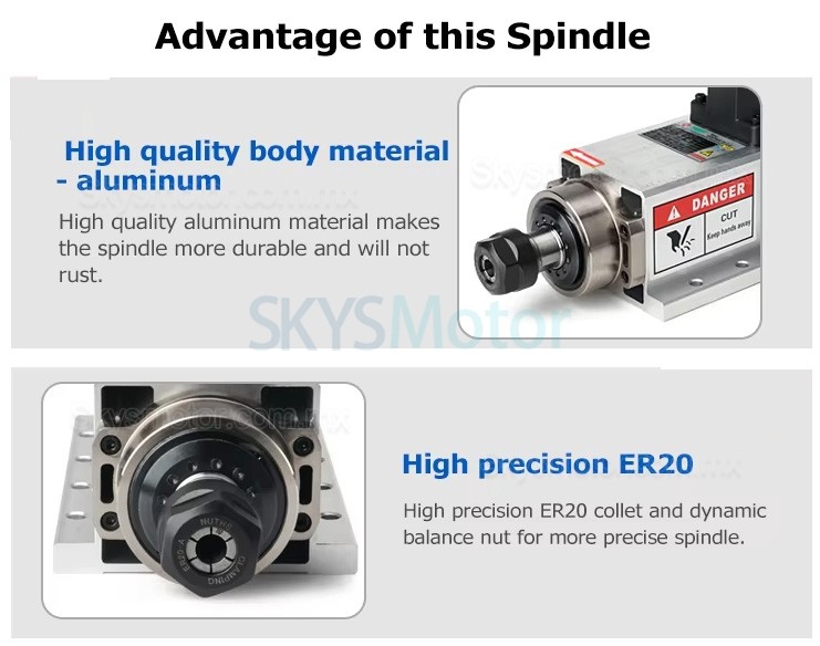 Kit de motor de husillo refrigerado por aire GDZ105X102-3.5 + H100-3.7S2/T4 de 3,5 kW, 220V/380V, con variadores de frecuencia y 13 pinzas ER20